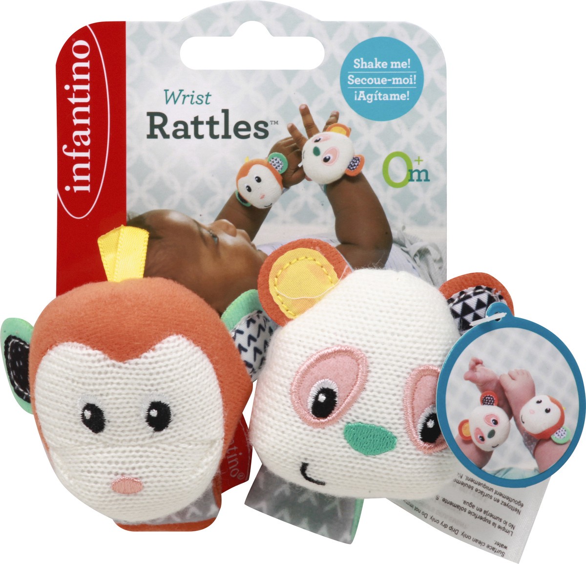 slide 6 of 9, Infantino Wrist Rattles, Monkey/Panda, Wrist Rattles 2 ea, 2 ct