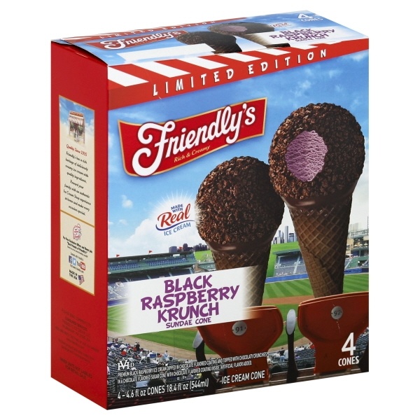 slide 1 of 1, Friendly's Ice Cream Cones - Black Raspberry Krunch, 4 ct