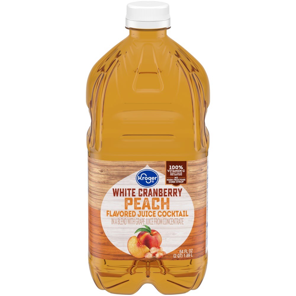 slide 1 of 4, Kroger White Cranberry Peach Juice Cocktail - 64 fl oz, 64 fl oz