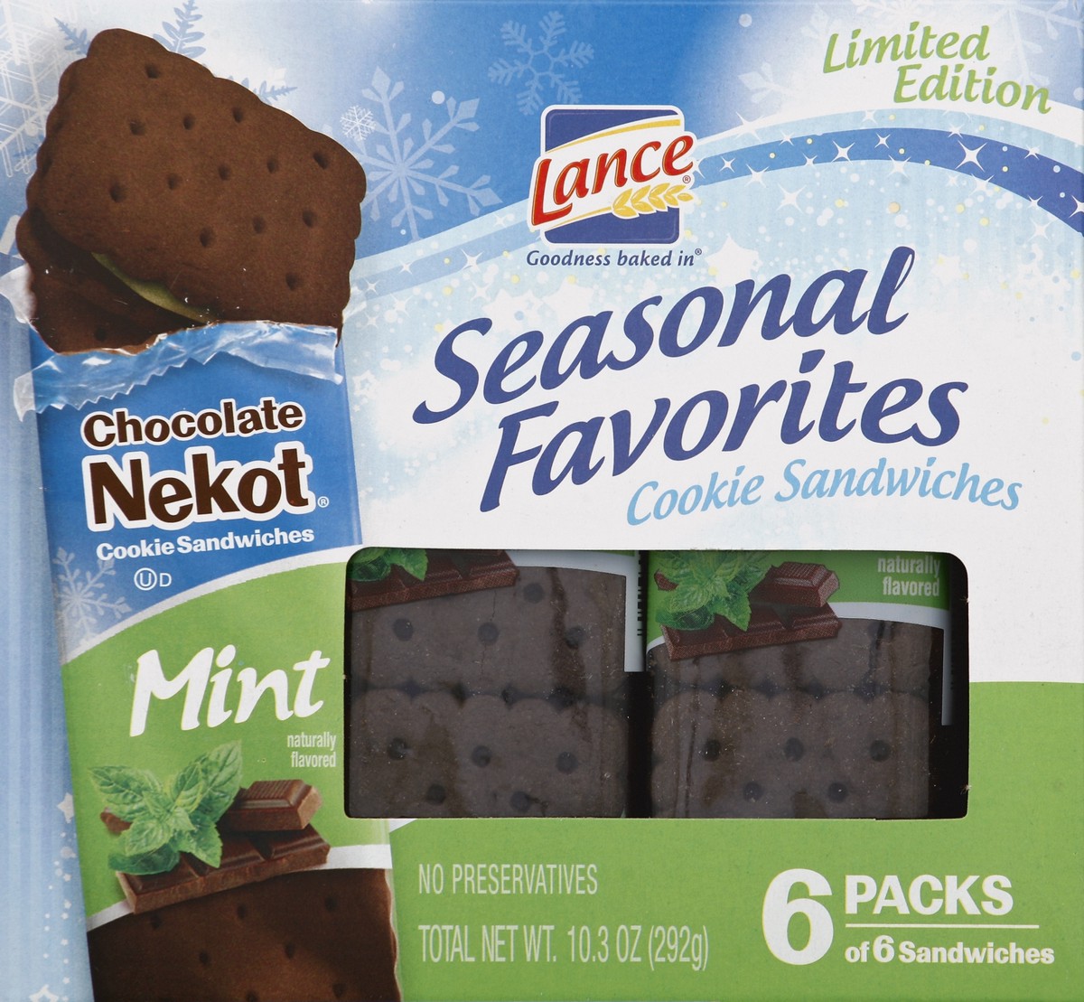 slide 4 of 5, Lance Mint Chocolate Nekot Cookie Sandwiches, 10.3 oz
