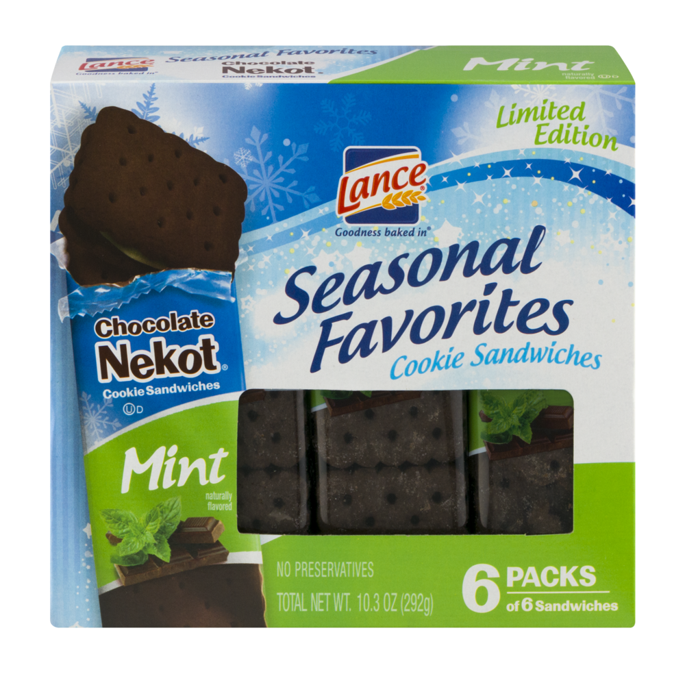 slide 1 of 5, Lance Mint Chocolate Nekot Cookie Sandwiches, 10.3 oz