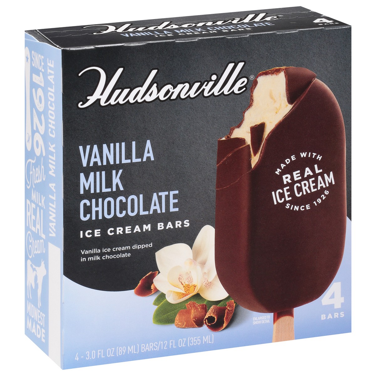 slide 9 of 9, Hudsonville Vanilla Milk Chocolate Ice Cream Bars 4 ea, 12 oz