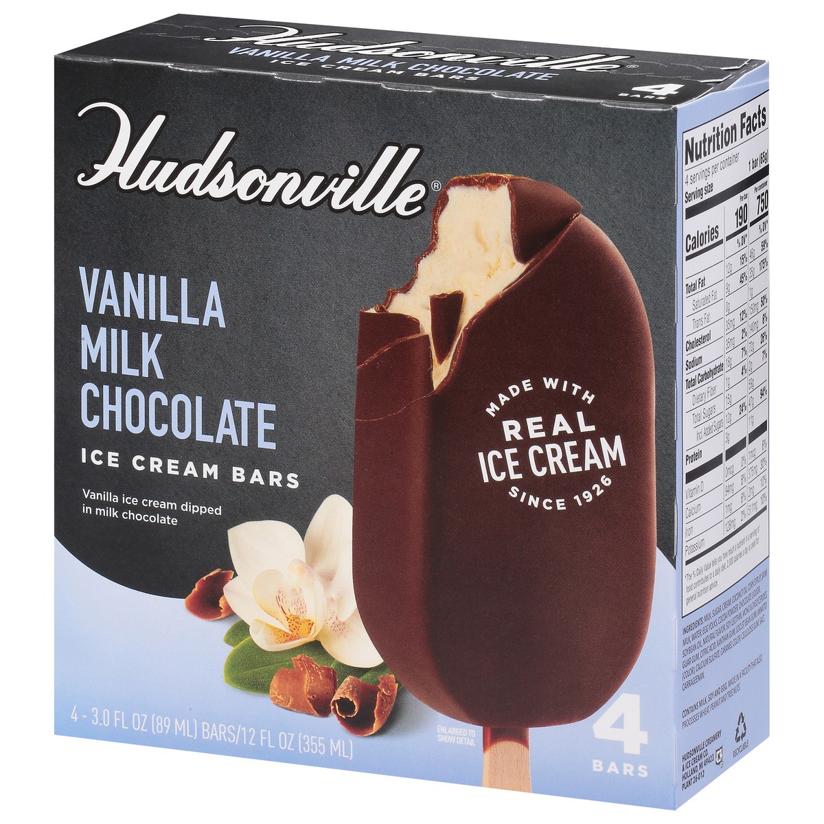 slide 5 of 9, Hudsonville Vanilla Milk Chocolate Ice Cream Bars 4 ea, 12 oz