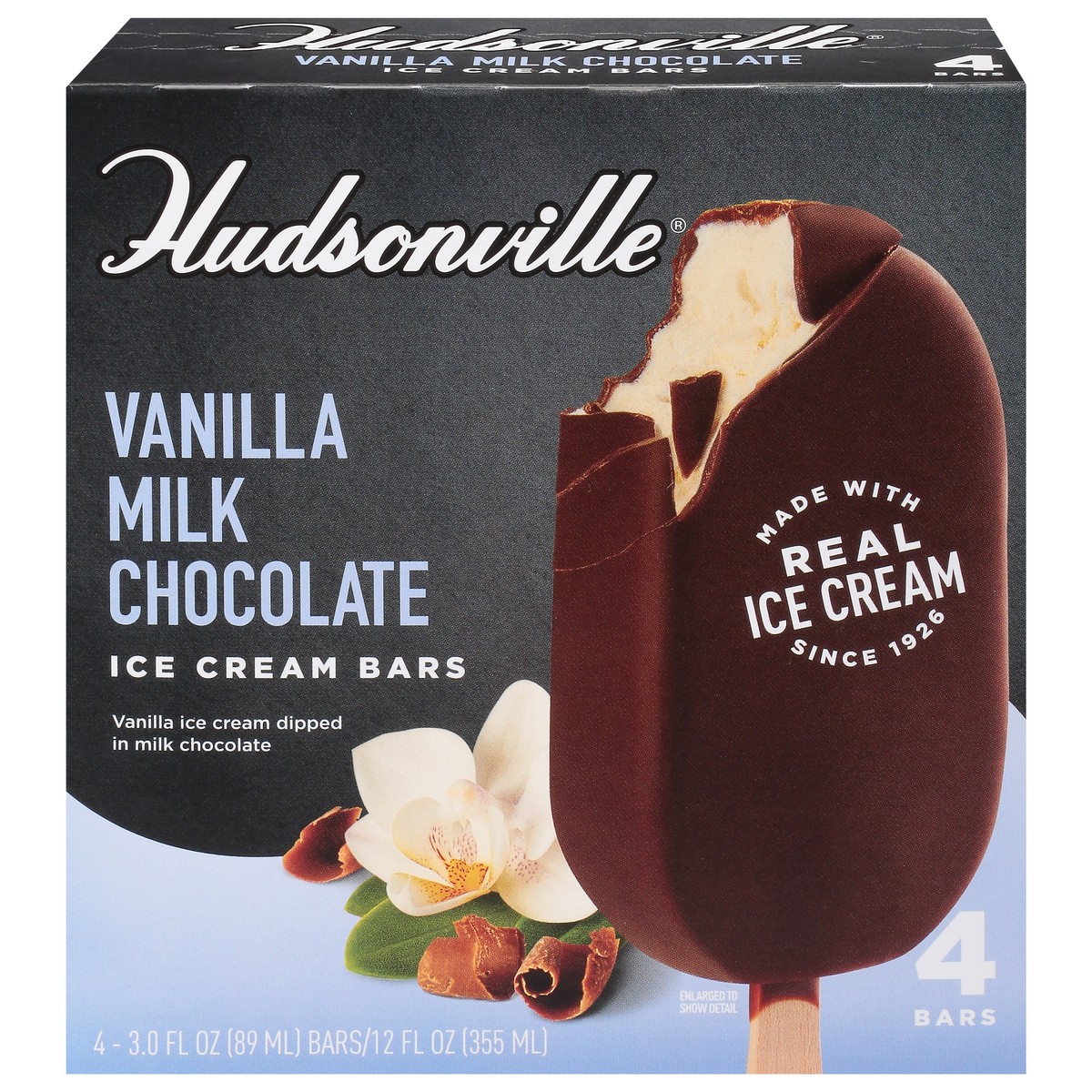 slide 1 of 9, Hudsonville Vanilla Milk Chocolate Ice Cream Bars 4 ea, 12 oz