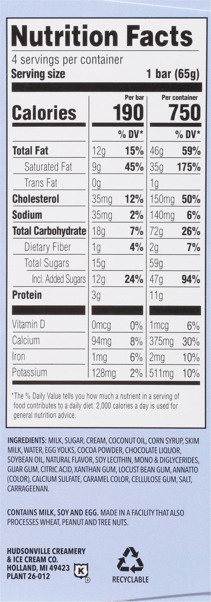 slide 2 of 9, Hudsonville Vanilla Milk Chocolate Ice Cream Bars 4 ea, 12 oz