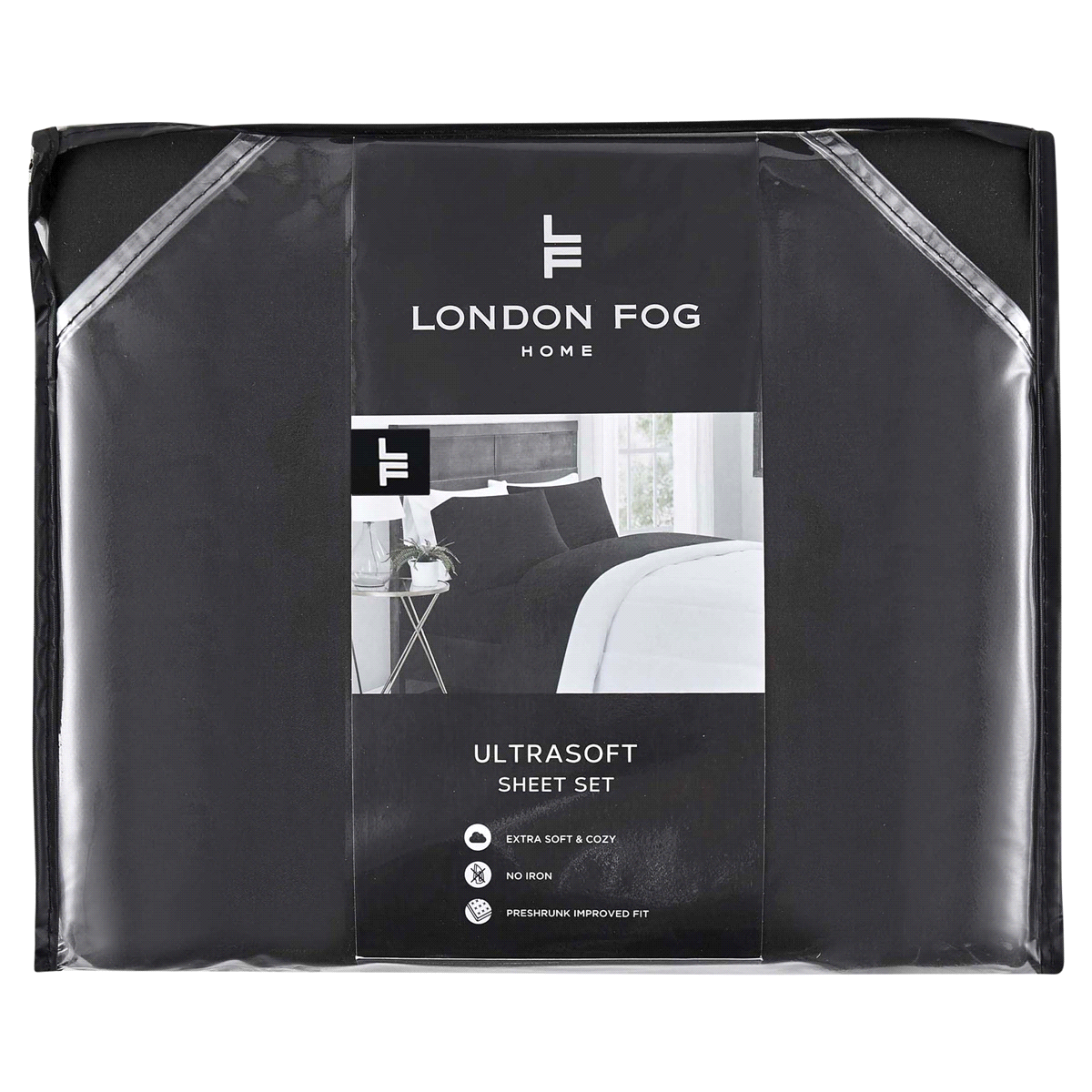slide 1 of 5, London Fog Solid Black Twin Sheet set, twin size