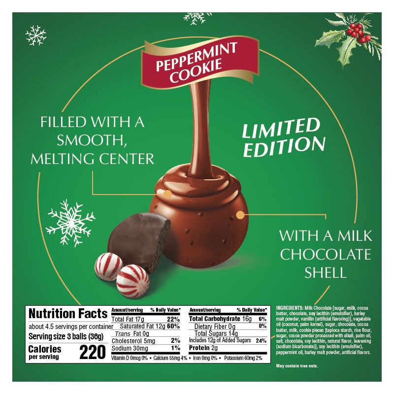 slide 5 of 12, Lindt LINDOR Christmas Limited Edition Peppermint Cookie Milk Chocolate Candy Truffles – 6oz, 6 oz