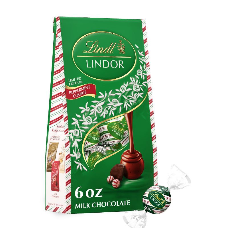 slide 1 of 12, Lindt LINDOR Christmas Limited Edition Peppermint Cookie Milk Chocolate Candy Truffles – 6oz, 6 oz