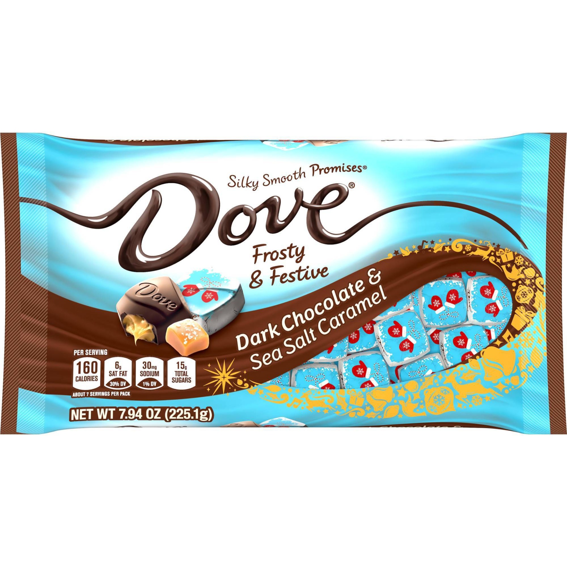 slide 1 of 7, Dove Chocolate Dove Holiday Promises Silky Smooth Dark Chocolate & Sea Salt Caramel - 7.94oz, 7.94 oz