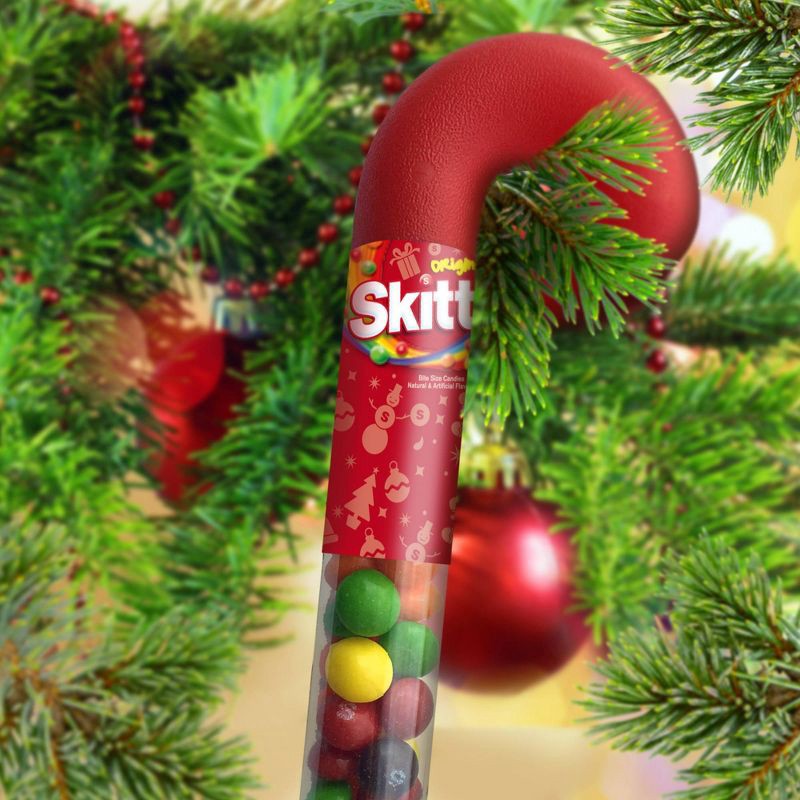 slide 4 of 7, Skittles Chewy Candy Filled Christmas Candy Cane Tube - 2.6oz, 2.6 oz