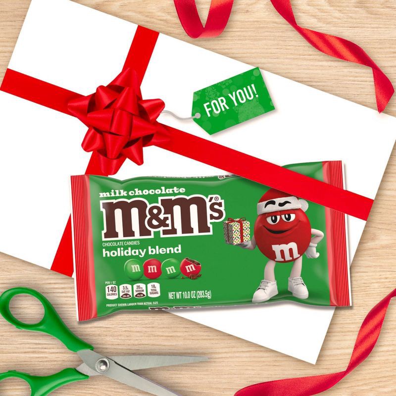 slide 7 of 11, M&M's Christmas Milk Chocolate Candies Holiday Assortment Candy Bag - 10oz, 10 oz
