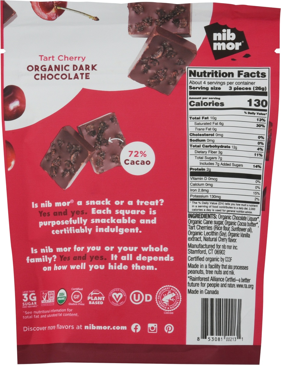 slide 10 of 11, NibMor Nibmor Organic Tart Cherry Dark Chocolate Candy, 3.26 oz