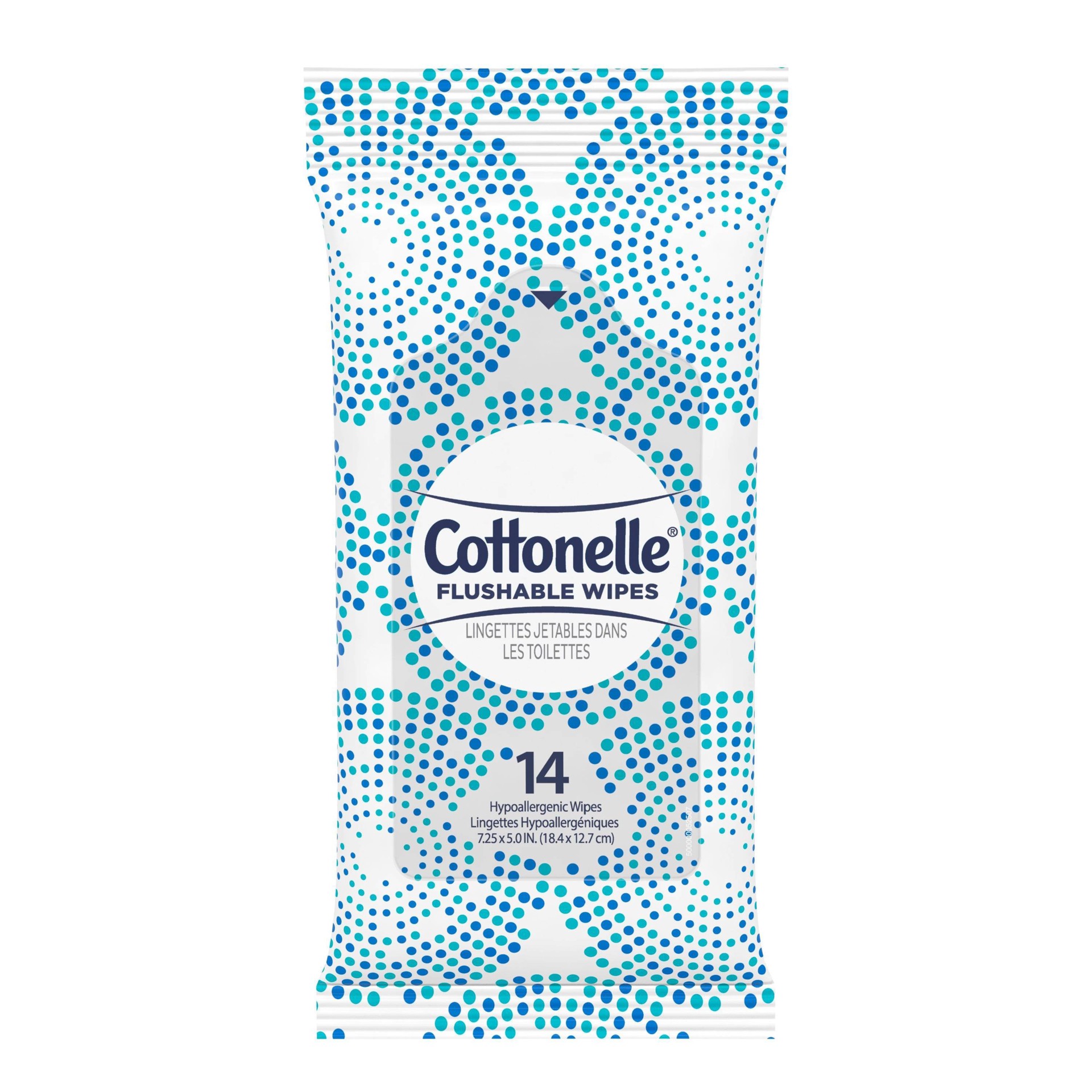 slide 1 of 3, Cottonelle Flushable On-The-Go Travel Wet Wipes - Unscented - 14ct, 14 ct