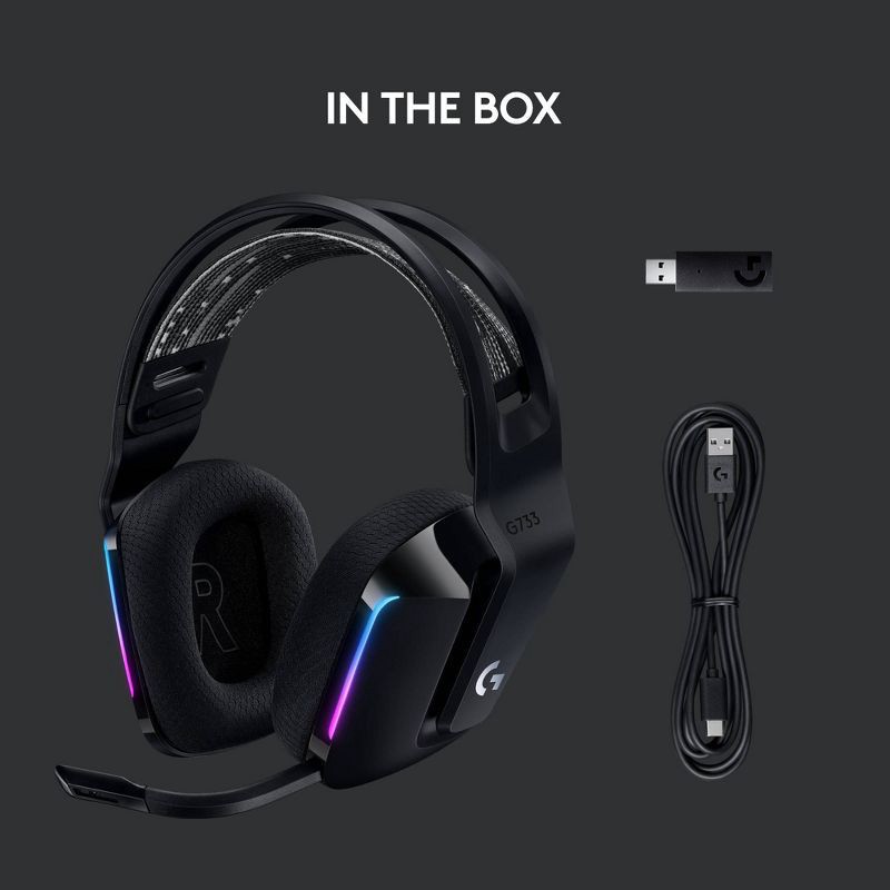 slide 6 of 10, Logitech G733 Wireless Gaming Headset - Black, 1 ct