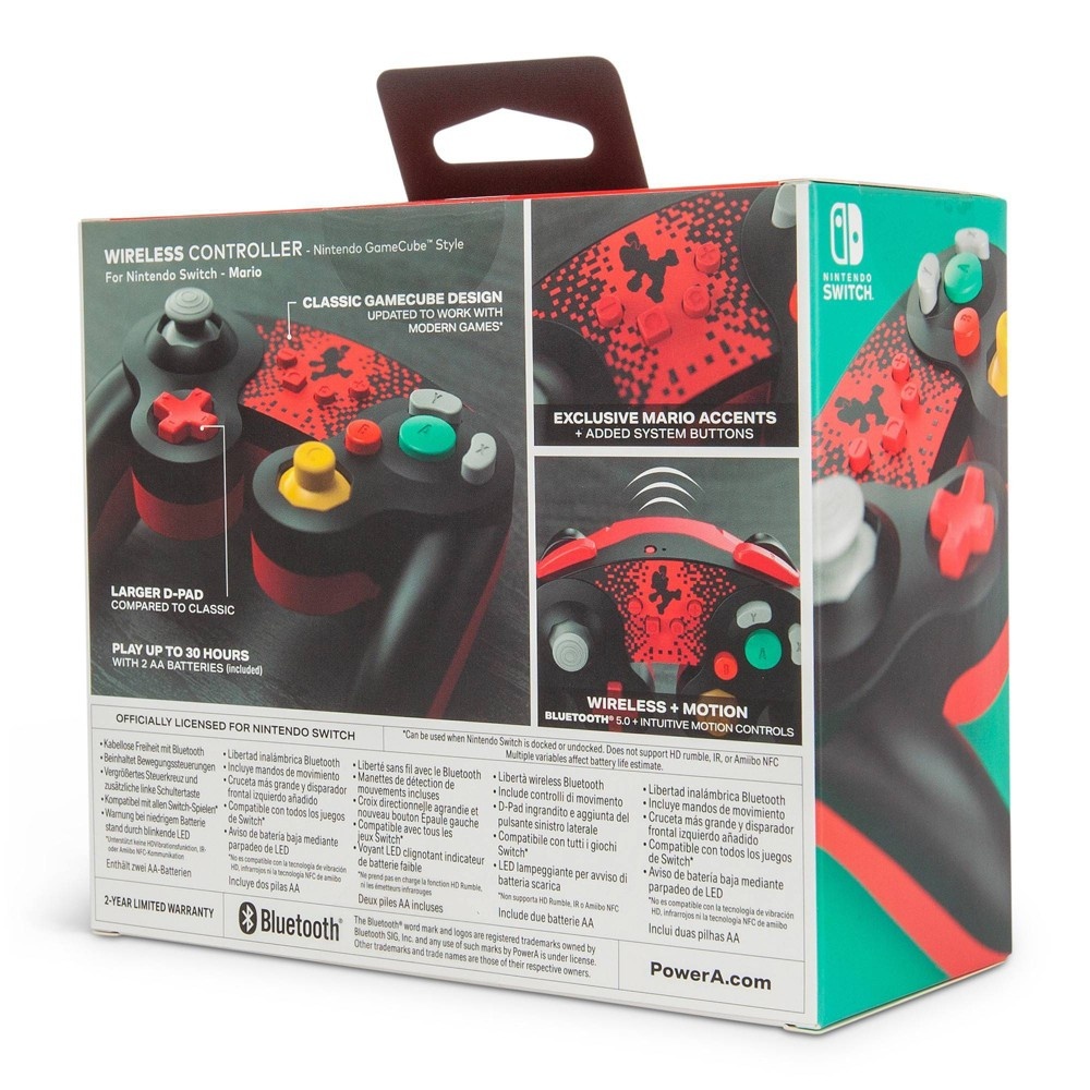 slide 11 of 11, PowerA Wireless GameCube Style Controller for Nintendo Switch - Mario - Black/Red, 1 ct