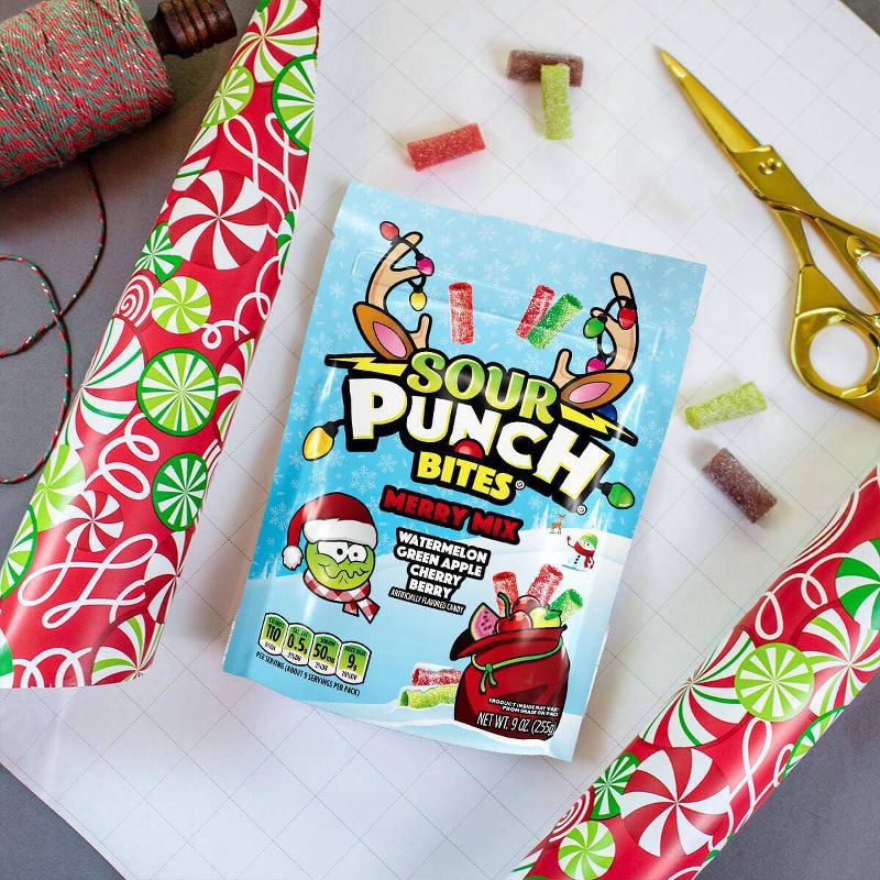 slide 4 of 5, Sour Punch Christmas Merry Mix Candy Stocking Stuffers - 9oz, 9 oz