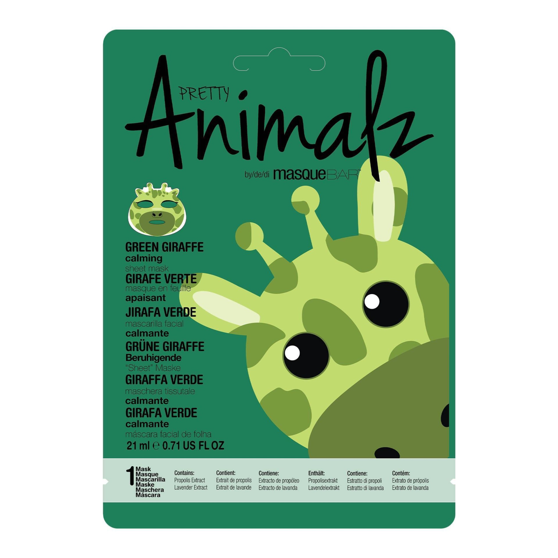 slide 1 of 3, Masque Bar Pretty Animalz Green Giraffe Sheet Mask, 21 ml