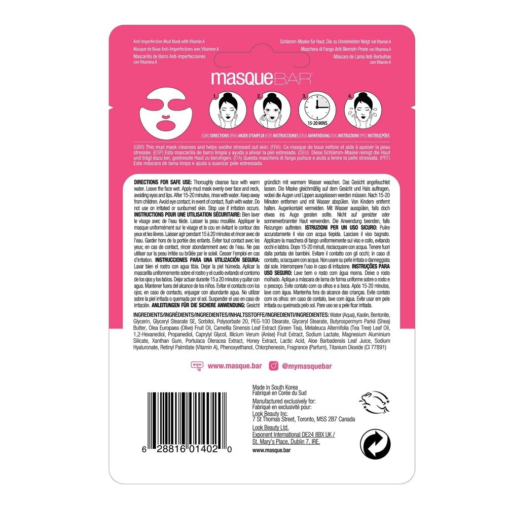 slide 2 of 3, Masque Bar Anti Imperfection Mud Mask, 15 ml