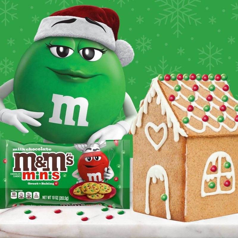 slide 6 of 11, M&M's Minis Milk Chocolate Christmas Cookie Candy Bag - 10oz, 10 oz