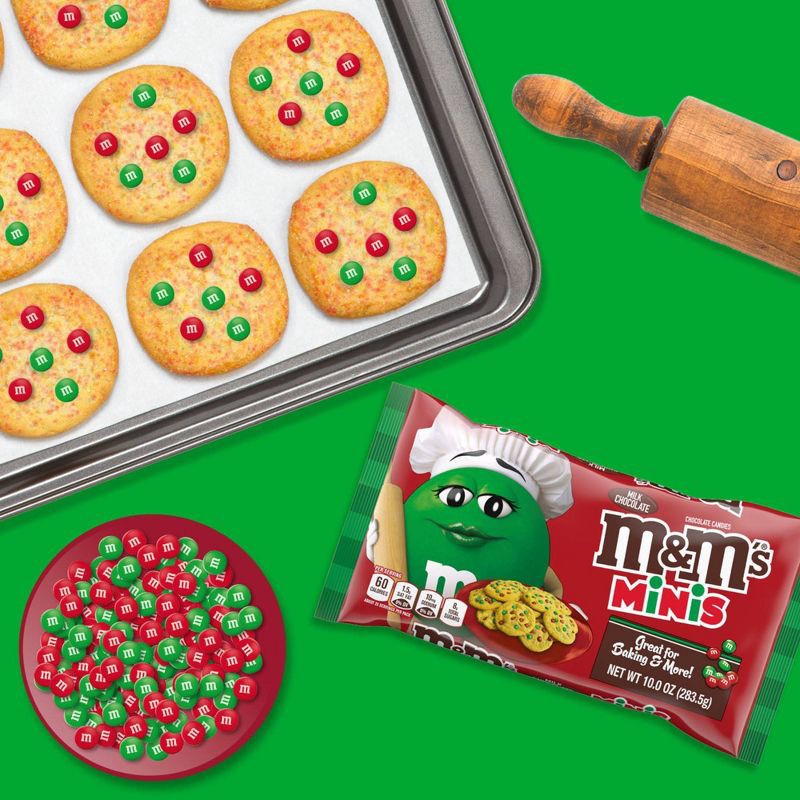 slide 9 of 11, M&M's Minis Milk Chocolate Christmas Cookie Candy Bag - 10oz, 10 oz