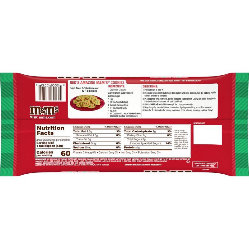 slide 11 of 11, M&M's Minis Milk Chocolate Christmas Cookie Candy Bag - 10oz, 10 oz