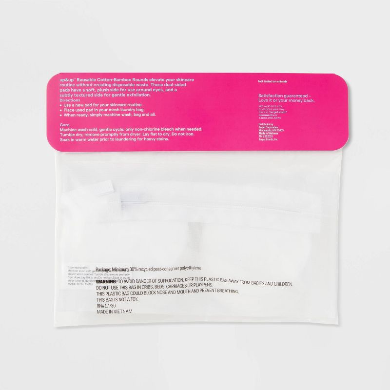 slide 3 of 4, Reusable Make Up Removing Cotton Rounds with Washable Bag - White - 16ct - up&up™, 16 ct