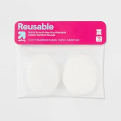 Reusable Make Up Removing Cotton Rounds with Washable Bag - White - 16ct - up&up™
