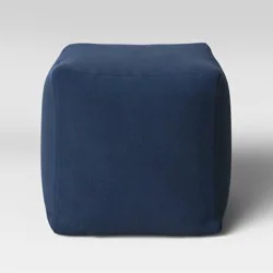 18"x18" Outdoor Pouf Navy - Room Essentials