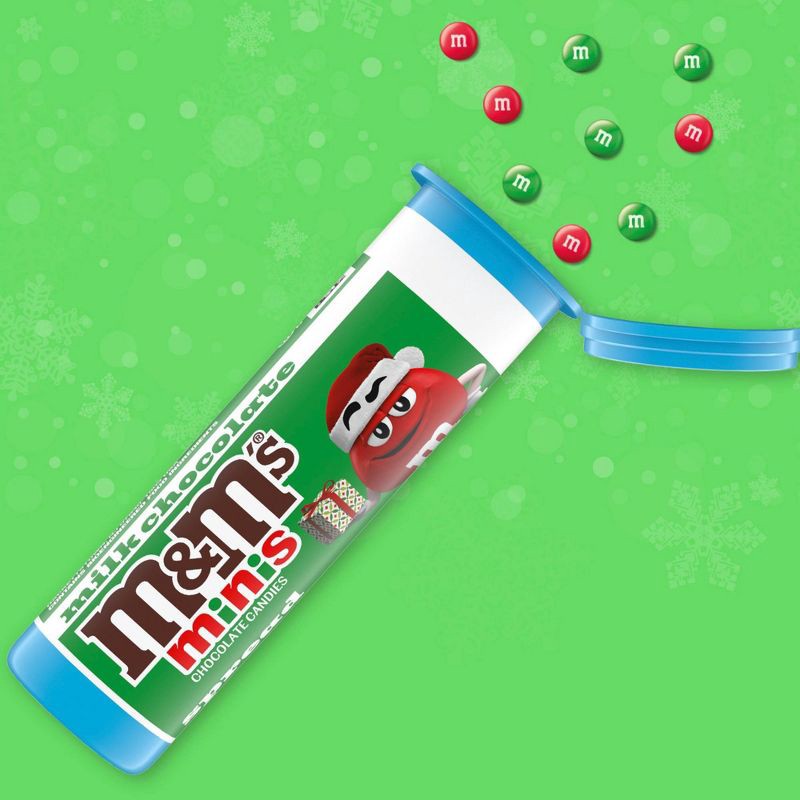 slide 3 of 10, M&M's Holiday Milk Chocolate Minis Christmas Candy Tube - 1.08oz, 1.08 oz
