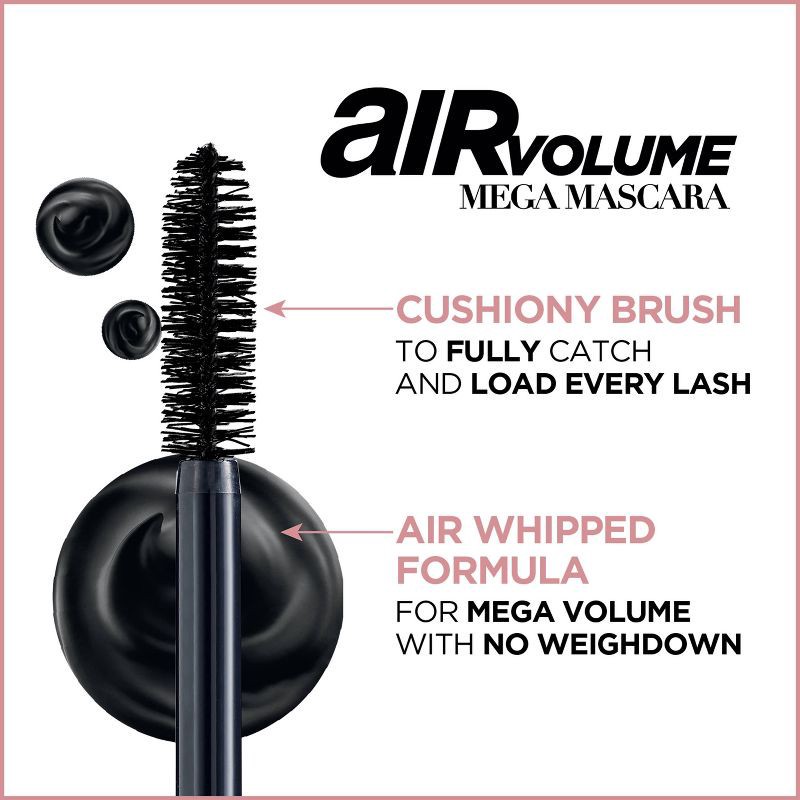 slide 5 of 8, L'Oreal Paris Air Volume Mega Lightweight Mascara - 851 Washable Black - 0.3 fl oz, 0.3 fl oz