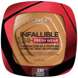 L'Oreal Paris Infallible Up to 24H Fresh Wear Foundation in a Powder - 330 Hazelnut - 0.31oz