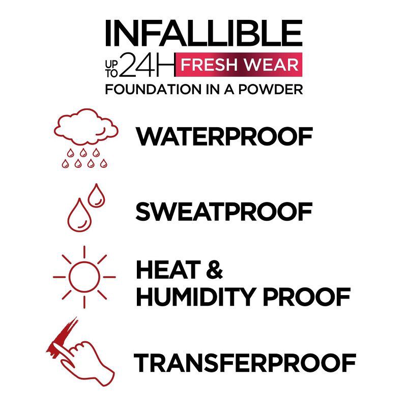 slide 4 of 7, L'Oreal Paris Infallible Up to 24H Fresh Wear Foundation in a Powder - 125 Ivory Buff - 0.31oz, 0.31 oz