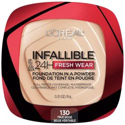 L'Oreal Paris Infallible Up to 24H Fresh Wear Foundation in a Powder - 130 True Beige - 0.31oz