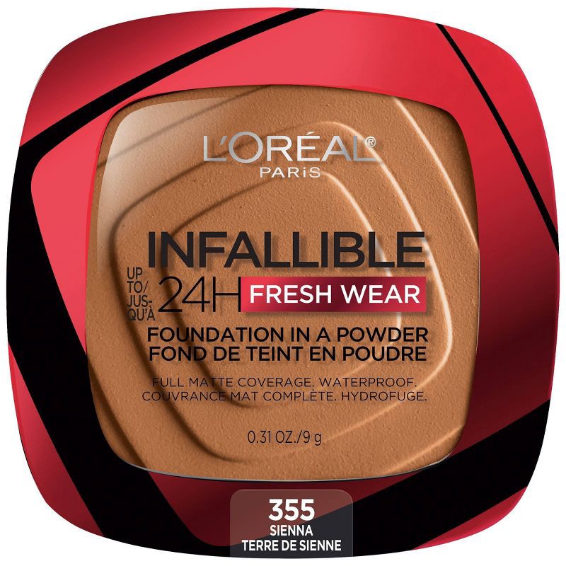 slide 1 of 7, L'Oreal Paris Infallible Up to 24H Fresh Wear Foundation in a Powder - Sienna - 0.31oz, 0.31 oz