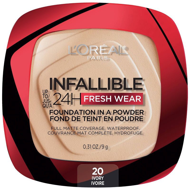 slide 1 of 7, L'Oreal Paris Infallible Up to 24H Fresh Wear Foundation in a Powder - Ivory - 0.31oz, 0.31 oz