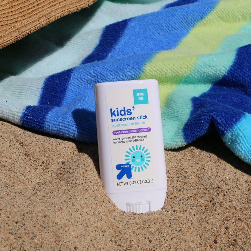 slide 2 of 4, Kid's Sport Sunscreen Stick - SPF 55 - 0.47oz/2pk - up&up™, 5 x 0.47 oz, 2 ct