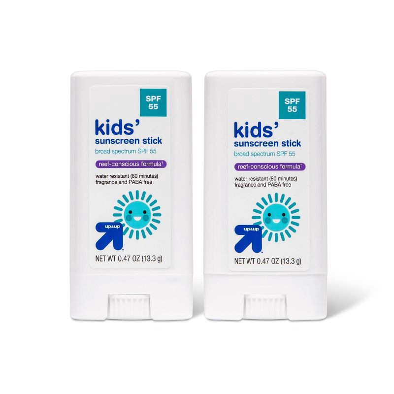 slide 1 of 4, Kid's Sport Sunscreen Stick - SPF 55 - 0.47oz/2pk - up&up™, 5 x 0.47 oz, 2 ct