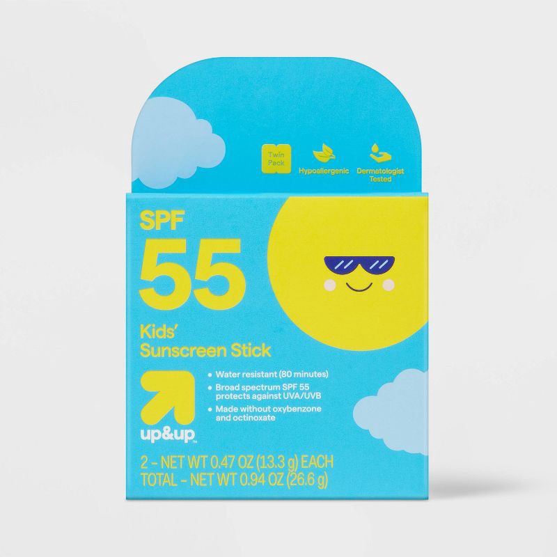 slide 1 of 8, Kid's Sport Sunscreen Stick - SPF 55 - 0.47oz/2pk - up&up™, 55 x 0.47 oz, 2 ct