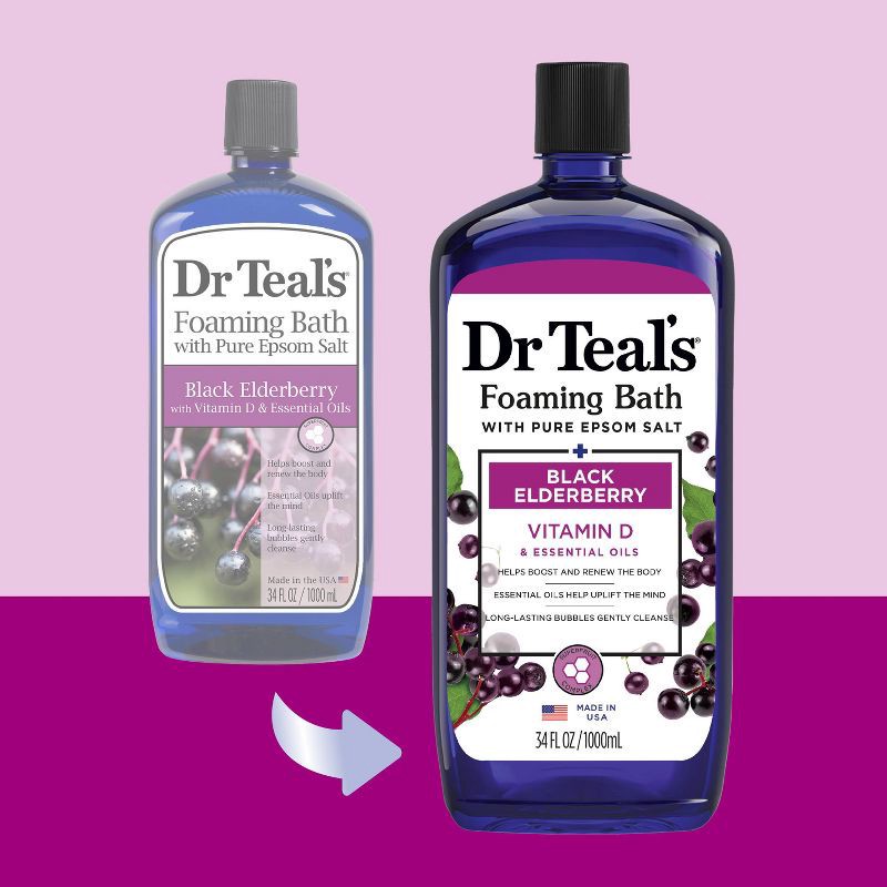 slide 2 of 5, Dr Teal's Boost & Renew Foaming Bubble Bath Elderberry Citrus, Patchouli and Peppermint - 34 fl oz, 34 fl oz