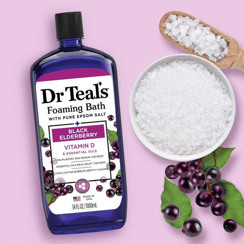 slide 4 of 5, Dr Teal's Boost & Renew Foaming Bubble Bath Elderberry Citrus, Patchouli and Peppermint - 34 fl oz, 34 fl oz