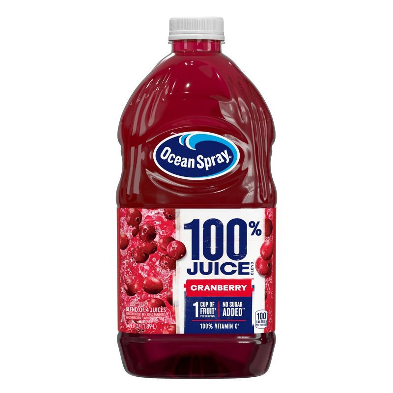 slide 2 of 10, Ocean Spray 100% Juice Cranberry Blend – 64 fl oz Bottle, 64 fl oz
