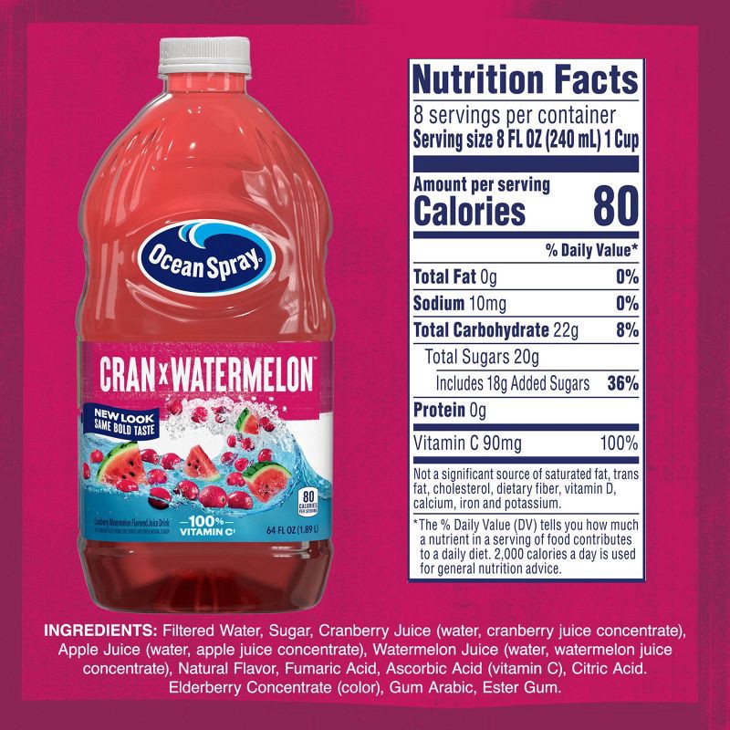 slide 3 of 12, Ocean Spray Cran-Watermelon Juice - 64 fl oz Bottle, 64 fl oz