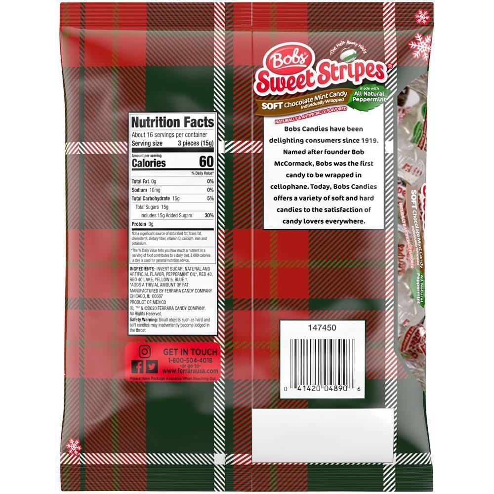 slide 4 of 4, Bobs Holiday Sweet Stripes Chocolate Mint Puffs, 8.5 oz