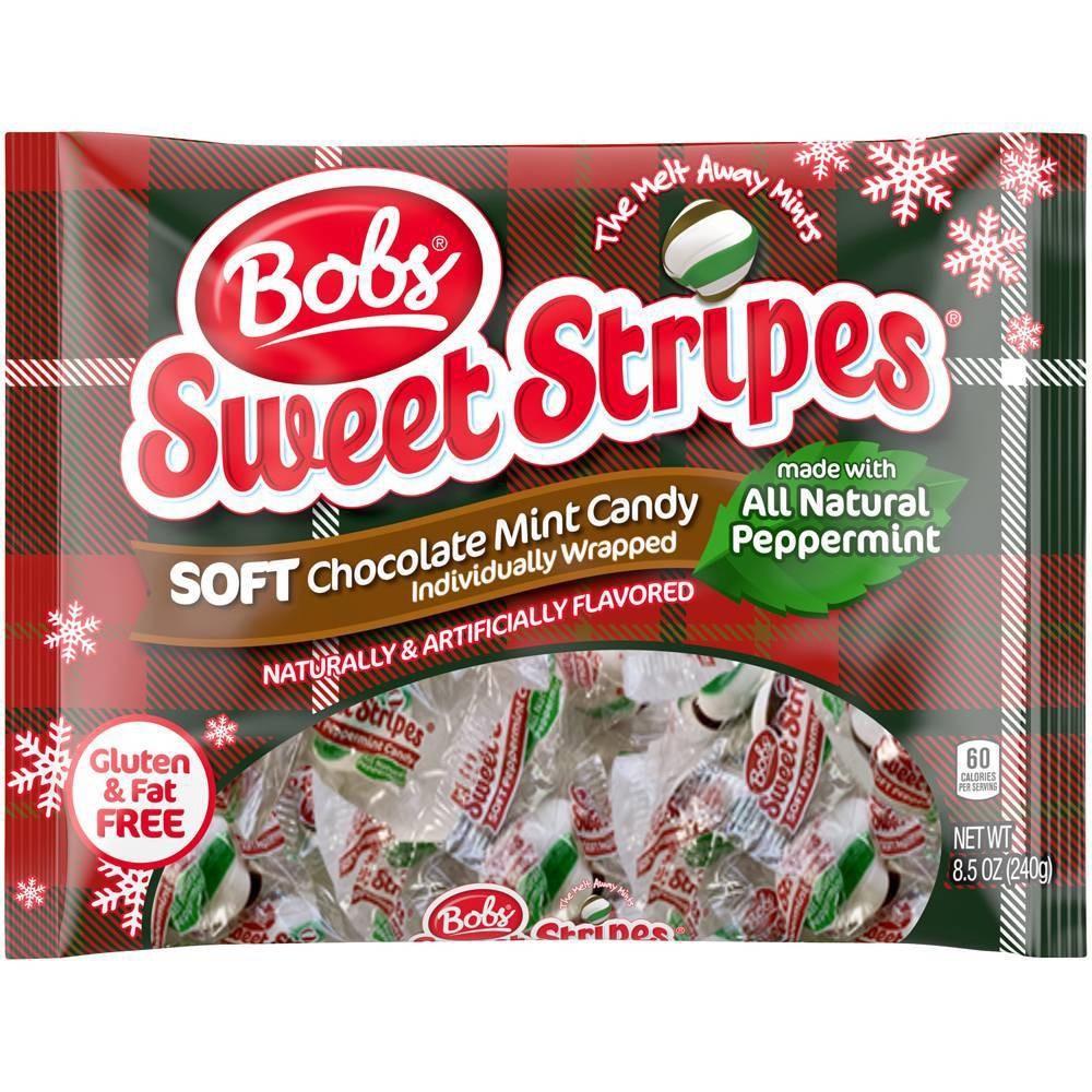 slide 1 of 4, Bobs Holiday Sweet Stripes Chocolate Mint Puffs, 8.5 oz