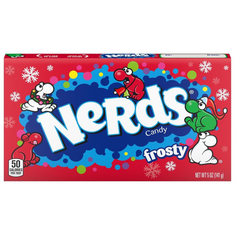 slide 1 of 8, Nerds Christmas Frosty Theatre Box - 5oz, 5 oz