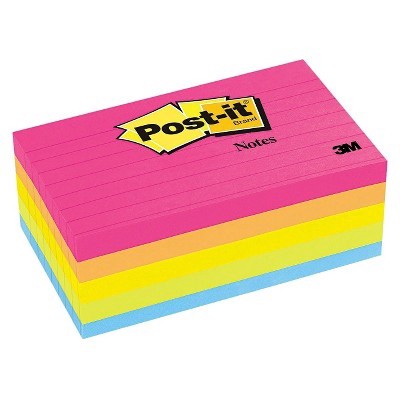 slide 1 of 3, Post-it Notes 3 in x 5 in, Cape Town Collection, Lined, 5 ct