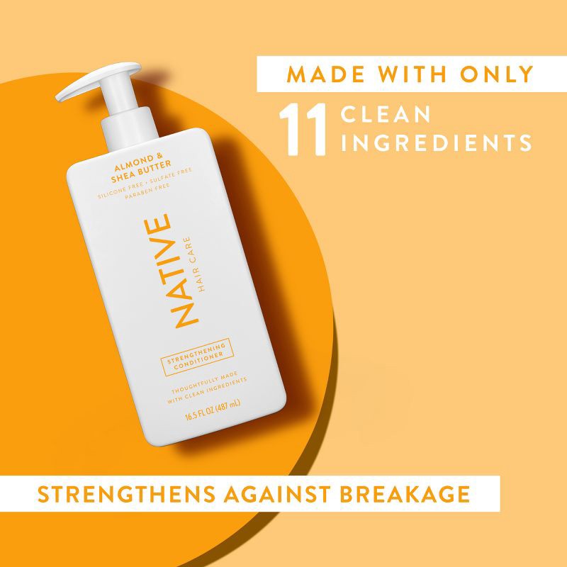 slide 7 of 11, Native Almond & Shea butter Strengthening Vegan Conditioner Sulfate, Paraben and Silicone Free - 16.5 fl oz, 16.5 fl oz