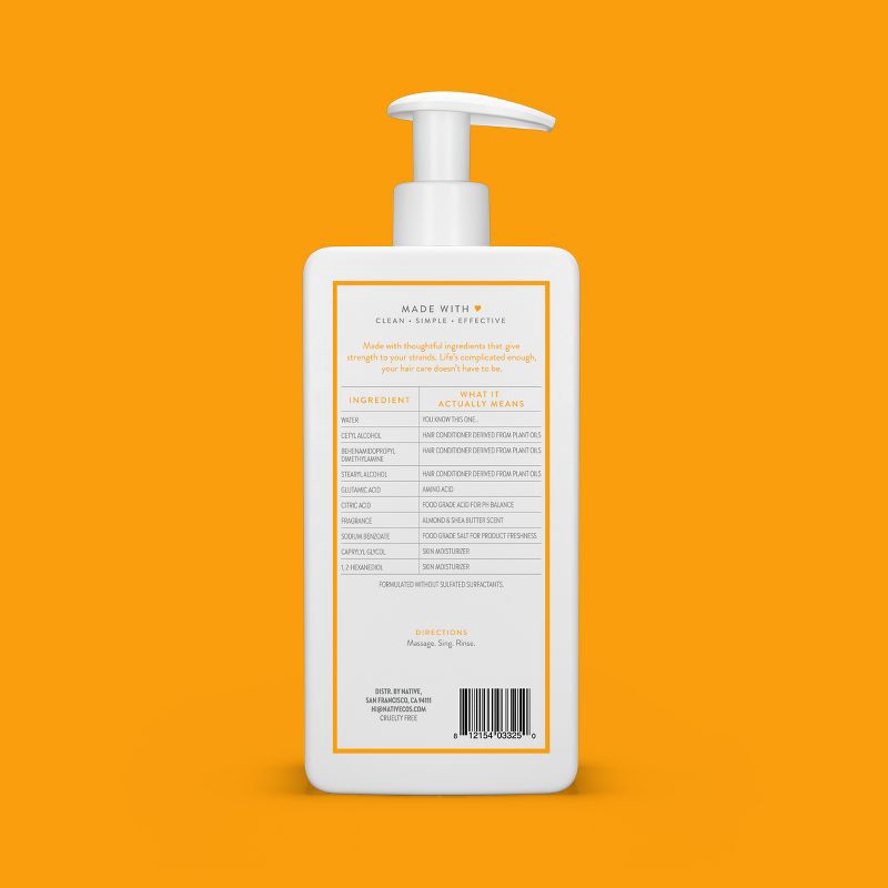 slide 10 of 11, Native Almond & Shea butter Strengthening Vegan Conditioner Sulfate, Paraben and Silicone Free - 16.5 fl oz, 16.5 fl oz