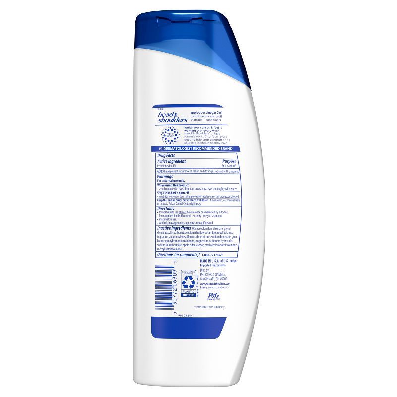 slide 8 of 8, Head & Shoulders 2-in-1 Dandruff Shampoo and Conditioner, Anti-Dandruff Treatment, Apple Cider Vinegar for Daily Use, Paraben-Free - 12.5 fl oz, 12.5 fl oz