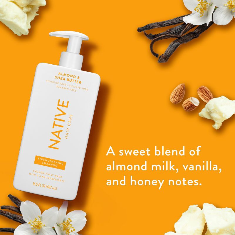slide 2 of 13, Native Vegan Strengthening Shampoo with Almond & Shea Butter, Clean, Sulfate, Paraben and Silicone Free - 16.5 fl oz, 16.5 fl oz